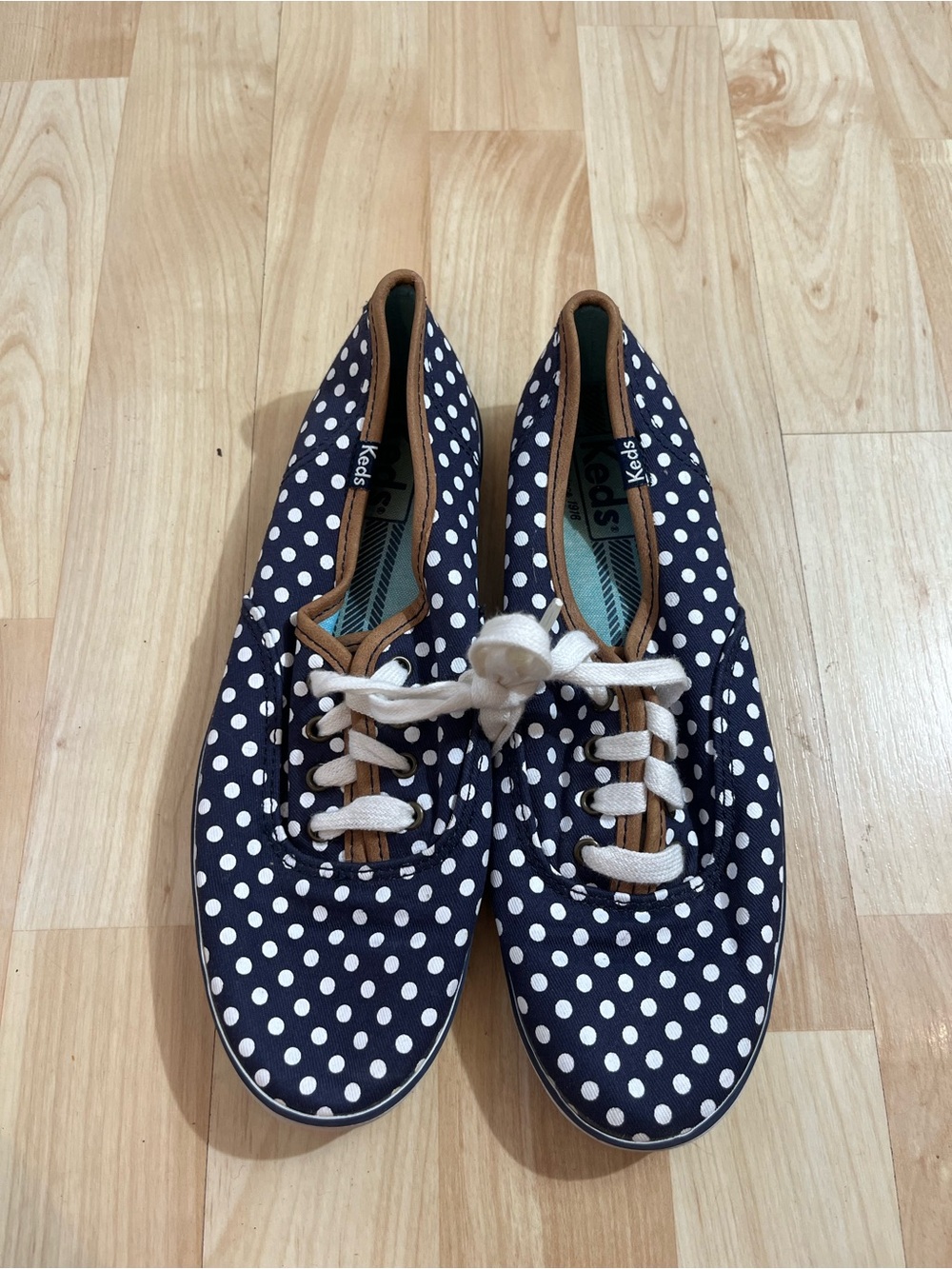 Keds Polka-Dot Canvas Low-Top Sneaker Loafer -6.5 Flat Lace-up‎ Retro Navy